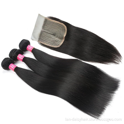 Hot Selling Human Virgin Hair Straight Hair  For Black Color,No Tangle No Shed Hair Bundles With Closure